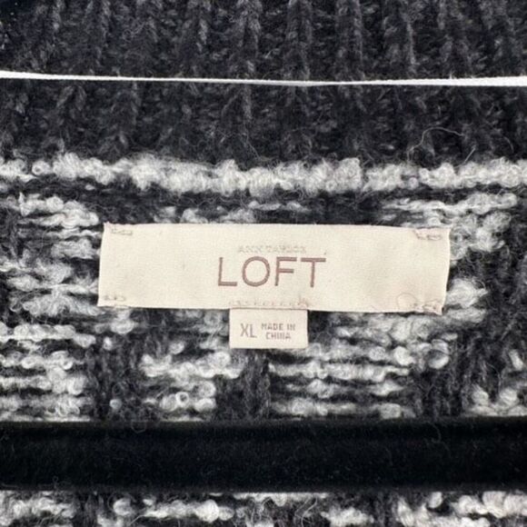 Loft Women's Marbled Wool Blend Open Front Cardigan Sweater Gray Black Size XL - Picture 3 of 10